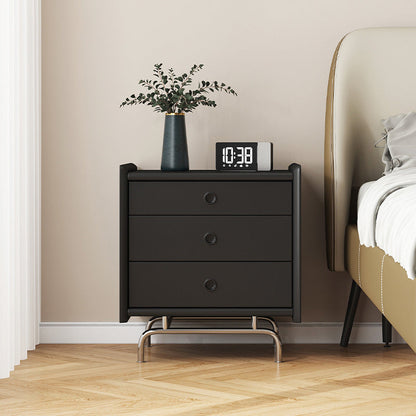 Modern Simplicity Cube Solid Wood Nightstand 3-Drawer For Bedroom