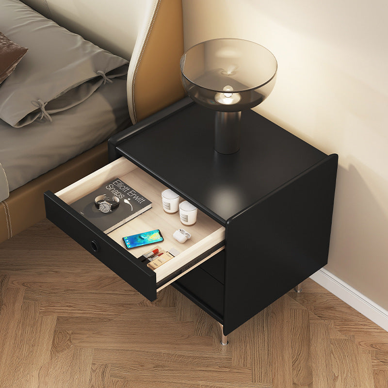 Modern Simplicity Cube Solid Wood Nightstand 3-Drawer For Bedroom