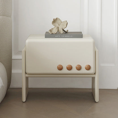 Contemporary Scandinavian Cream Solid Wood Rectangular Nightstand 1-Drawer For Bedroom