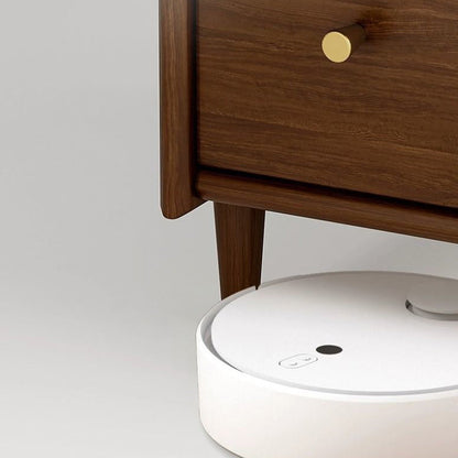 Contemporary Simplicity Rectangular Solid Wood Ultra-Narrow Nightstand Space-Saving Cabinet 2-Drawer For Bedroom