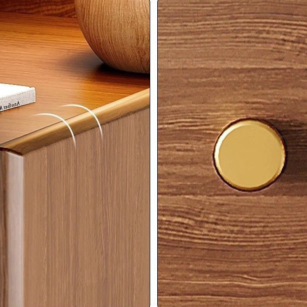 Contemporary Simplicity Rectangular Solid Wood Ultra-Narrow Nightstand Space-Saving Cabinet 2-Drawer For Bedroom