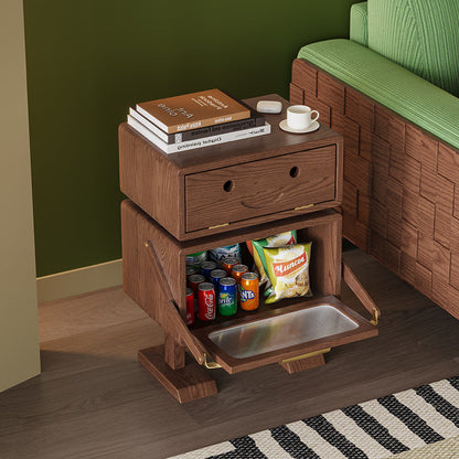 Contemporary Creative Robot Solid Wood Nightstand 2 Storage Cabinets For Bedroom