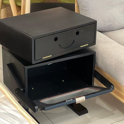 Contemporary Creative Robot Solid Wood Nightstand 2 Storage Cabinets For Bedroom