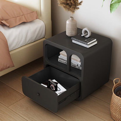 Contemporary Simplicity Cube Solid Wood Nightstand 1-Drawer For Bedroom