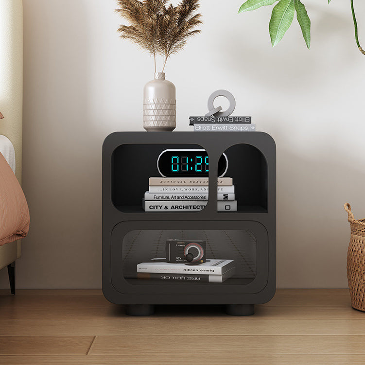 Contemporary Simplicity Cube Solid Wood Nightstand 1-Drawer For Bedroom