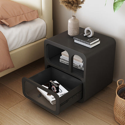 Contemporary Simplicity Cube Solid Wood Nightstand 1-Drawer For Bedroom