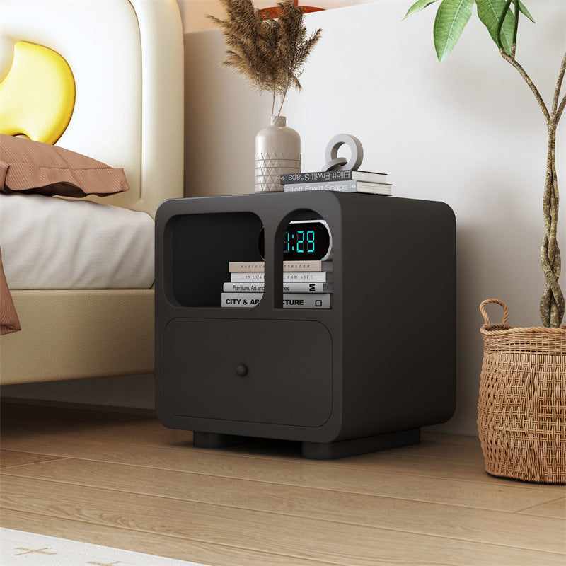 Contemporary Simplicity Cube Solid Wood Nightstand 1-Drawer For Bedroom