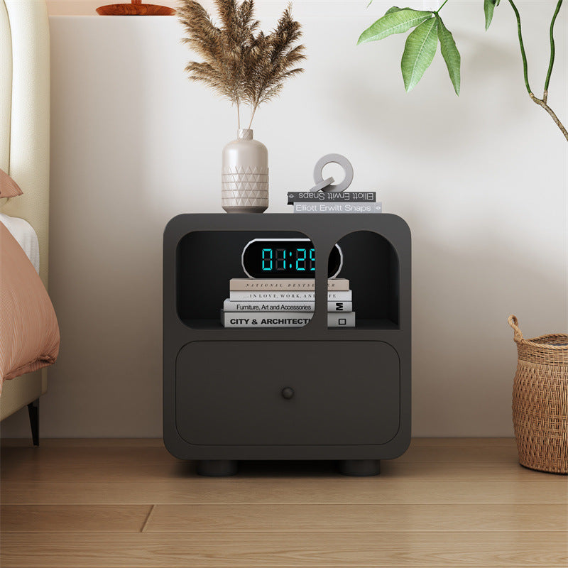 Contemporary Simplicity Cube Solid Wood Nightstand 1-Drawer For Bedroom