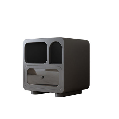 Contemporary Simplicity Cube Solid Wood Nightstand 1-Drawer For Bedroom