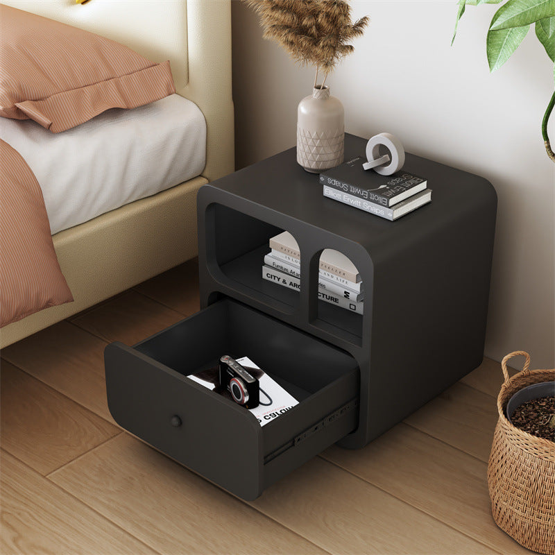 Contemporary Simplicity Cube Solid Wood Nightstand 1-Drawer For Bedroom