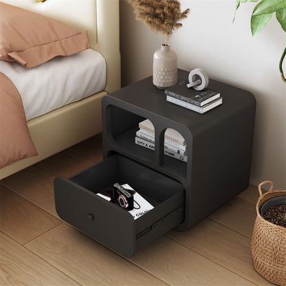Contemporary Simplicity Cube Solid Wood Nightstand 1-Drawer For Bedroom