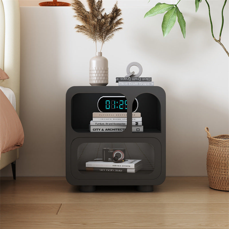 Contemporary Simplicity Cube Solid Wood Nightstand 1-Drawer For Bedroom