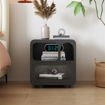Contemporary Simplicity Cube Solid Wood Nightstand 1-Drawer For Bedroom