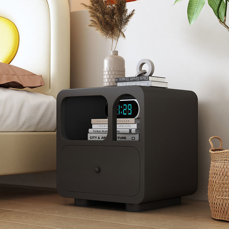 Contemporary Simplicity Cube Solid Wood Nightstand 1-Drawer For Bedroom