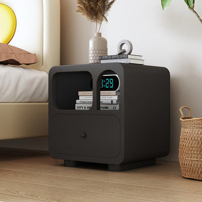 Contemporary Simplicity Cube Solid Wood Nightstand 1-Drawer For Bedroom