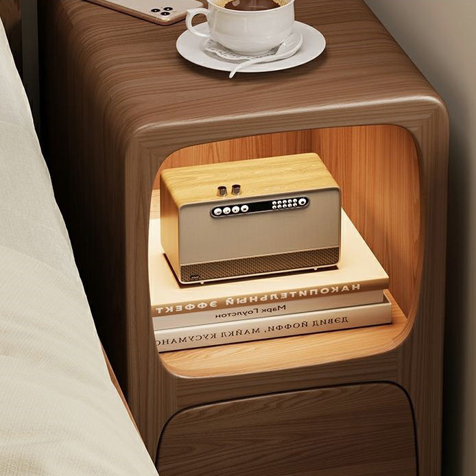 Contemporary Simplicity Solid Wood Slim Gap Bedside Cabinet Nightstand 1-Drawer & Cabinet For Bedroom