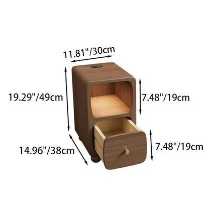 Contemporary Simplicity Solid Wood Slim Gap Bedside Cabinet Nightstand 1-Drawer & Cabinet For Bedroom