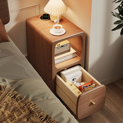 Contemporary Simplicity Solid Wood Slim Gap Bedside Cabinet Nightstand 1-Drawer & Cabinet For Bedroom