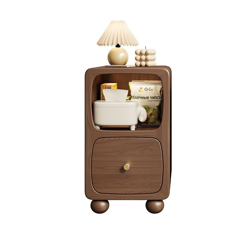 Contemporary Simplicity Solid Wood Slim Gap Bedside Cabinet Nightstand 1-Drawer & Cabinet For Bedroom
