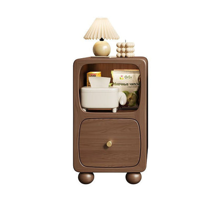 Contemporary Simplicity Solid Wood Slim Gap Bedside Cabinet Nightstand 1-Drawer & Cabinet For Bedroom