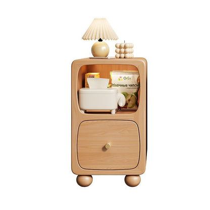Contemporary Simplicity Solid Wood Slim Gap Bedside Cabinet Nightstand 1-Drawer & Cabinet For Bedroom