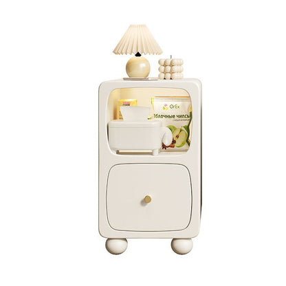 Contemporary Simplicity Solid Wood Slim Gap Bedside Cabinet Nightstand 1-Drawer & Cabinet For Bedroom