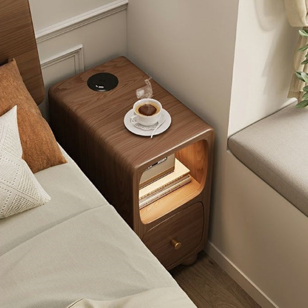 Contemporary Simplicity Solid Wood Slim Gap Bedside Cabinet Nightstand 1-Drawer & Cabinet For Bedroom