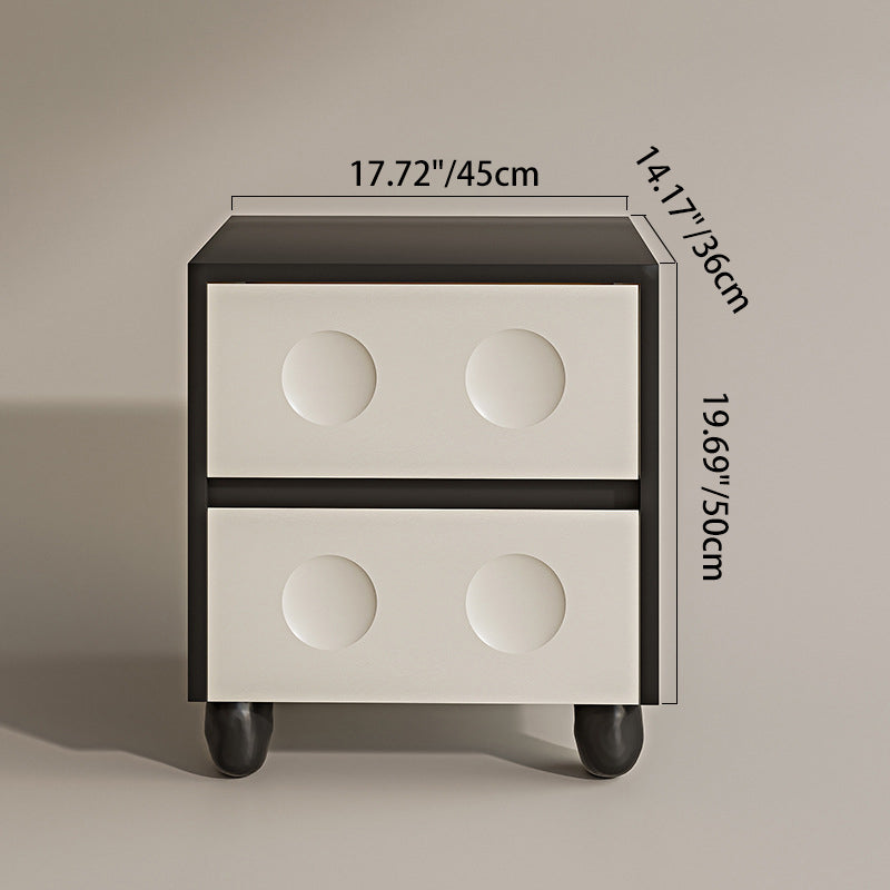 Modern Mid-Century Cube Solid Wood RPF Pebble-Foot Nightstand 2-Drawer For Bedroom