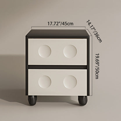 Modern Mid-Century Cube Solid Wood RPF Pebble-Foot Nightstand 2-Drawer For Bedroom
