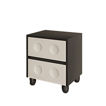 Modern Mid-Century Cube Solid Wood RPF Pebble-Foot Nightstand 2-Drawer For Bedroom