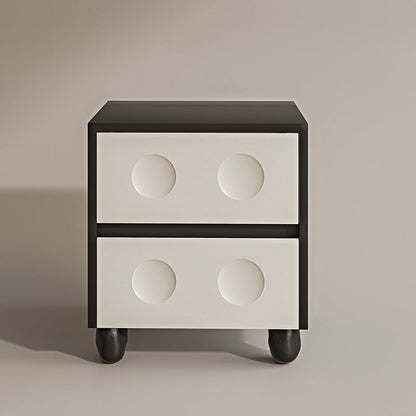 Modern Mid-Century Cube Solid Wood RPF Pebble-Foot Nightstand 2-Drawer For Bedroom