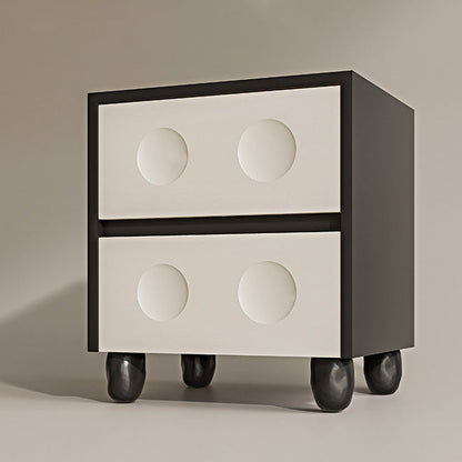 Modern Mid-Century Cube Solid Wood RPF Pebble-Foot Nightstand 2-Drawer For Bedroom