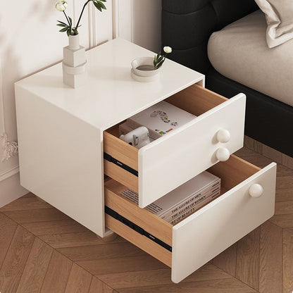 Traditional French Cube MDF Stainless Steel-Foot Nightstand 2-Drawer For Bedroom
