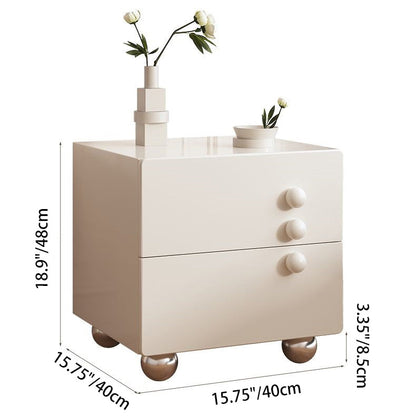 Traditional French Cube MDF Stainless Steel-Foot Nightstand 2-Drawer For Bedroom