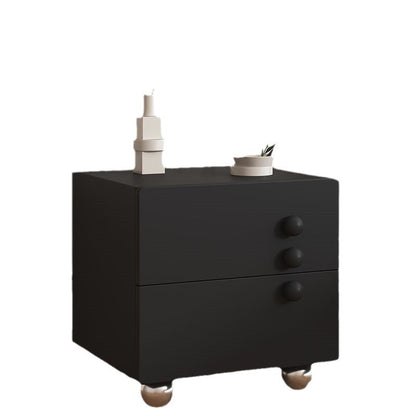Traditional French Cube MDF Stainless Steel-Foot Nightstand 2-Drawer For Bedroom