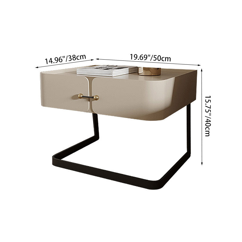 Modern Mid-Century Rectangular Eco-Friendly Board Carbon Steel Nightstand 1-Drawer For Bedroom