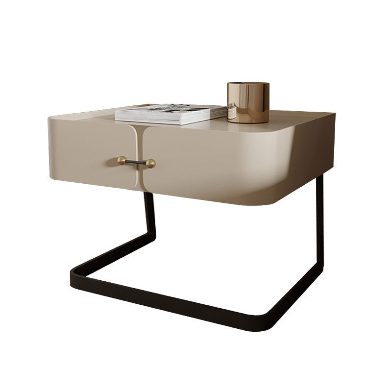 Modern Mid-Century Rectangular Eco-Friendly Board Carbon Steel Nightstand 1-Drawer For Bedroom