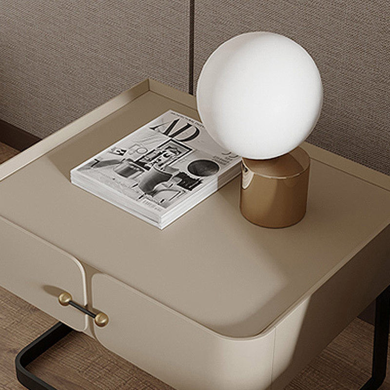 Modern Mid-Century Rectangular Eco-Friendly Board Carbon Steel Nightstand 1-Drawer For Bedroom