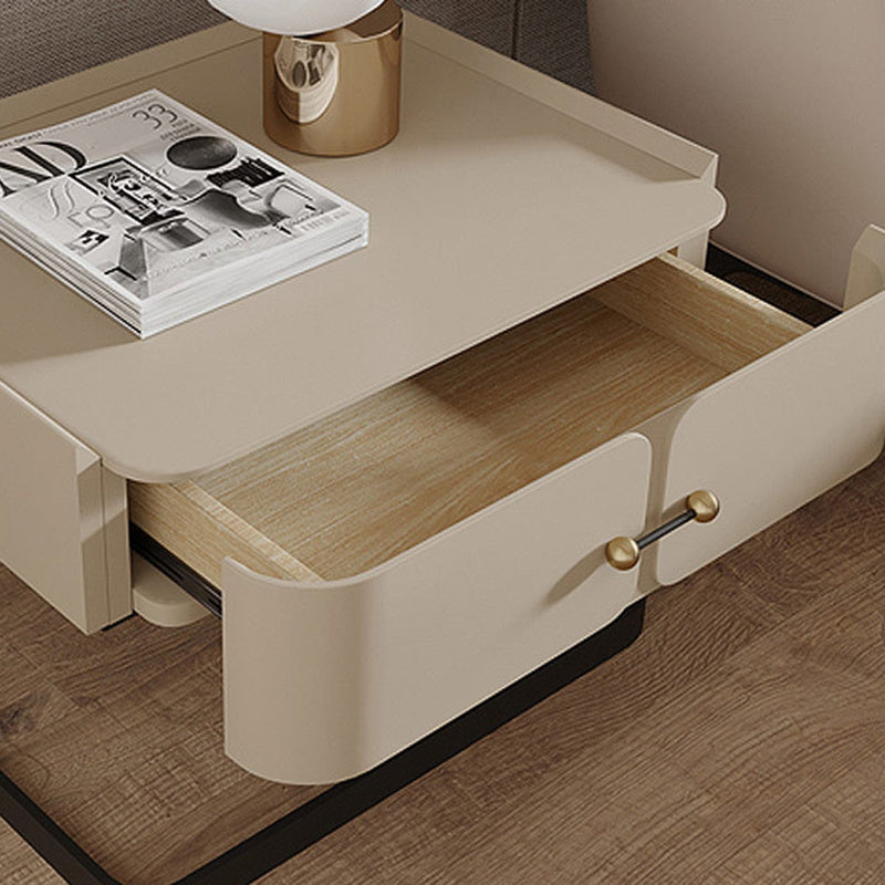 Modern Mid-Century Rectangular Eco-Friendly Board Carbon Steel Nightstand 1-Drawer For Bedroom