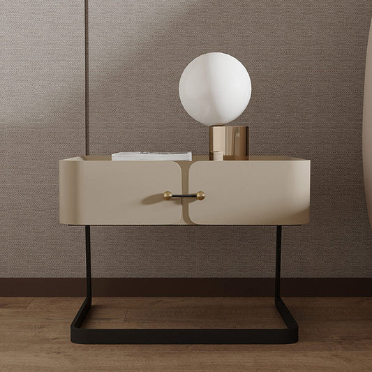Modern Mid-Century Rectangular Eco-Friendly Board Carbon Steel Nightstand 1-Drawer For Bedroom