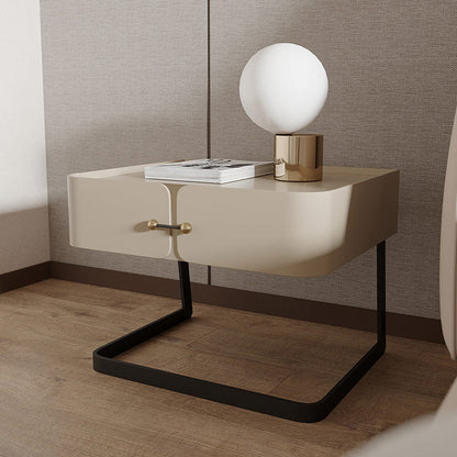 Modern Mid-Century Rectangular Eco-Friendly Board Carbon Steel Nightstand 1-Drawer For Bedroom