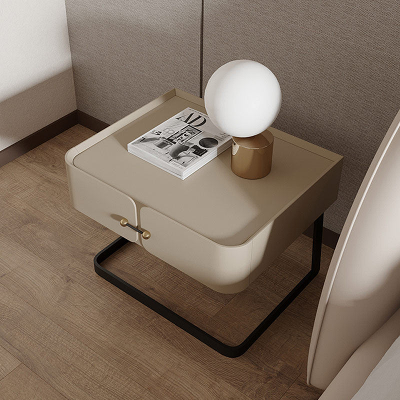 Modern Mid-Century Rectangular Eco-Friendly Board Carbon Steel Nightstand 1-Drawer For Bedroom