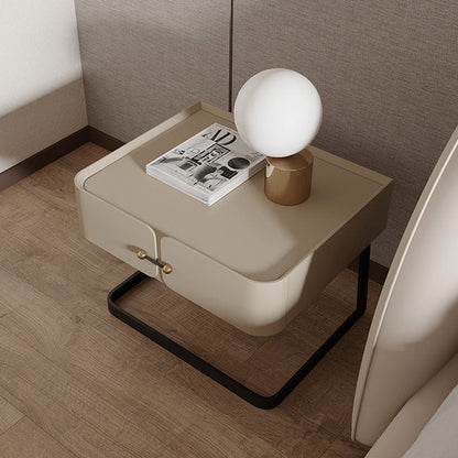 Modern Mid-Century Rectangular Eco-Friendly Board Carbon Steel Nightstand 1-Drawer For Bedroom