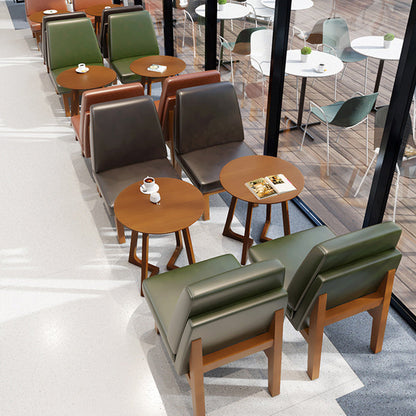 Traditional Japanese Solid Wood Round Top Iron Side Table For Dining Room