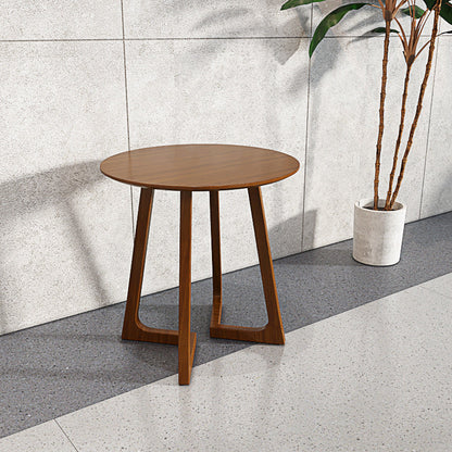 Traditional Japanese Solid Wood Round Top Iron Side Table For Dining Room