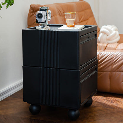 Modern Mid-Century Cube Plastic Nightstand 2-Drawer For Bedroom