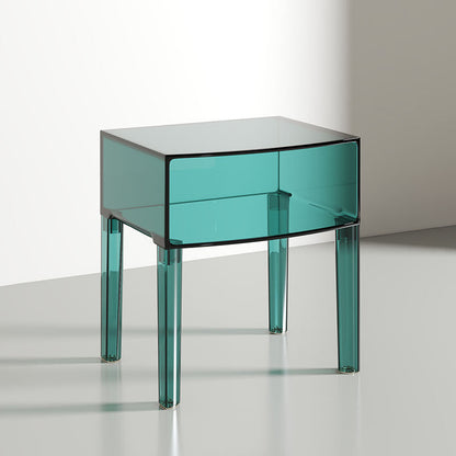 Modern Mid-Century Acrylic Rectangular Nightstand 1/2-Tier Storage Shelves For Bedroom