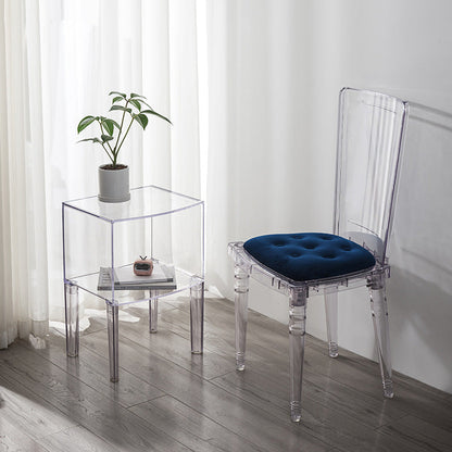 Modern Mid-Century Acrylic Rectangular Nightstand 1/2-Tier Storage Shelves For Bedroom