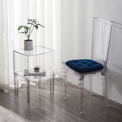 Modern Mid-Century Acrylic Rectangular Nightstand 1/2-Tier Storage Shelves For Bedroom
