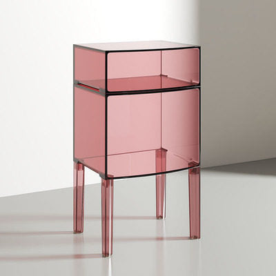 Modern Mid-Century Acrylic Rectangular Nightstand 1/2-Tier Storage Shelves For Bedroom